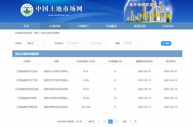 南京最新土地拍卖信息揭晓